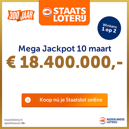 💰️ De Jackpot staat op €18.400.000!