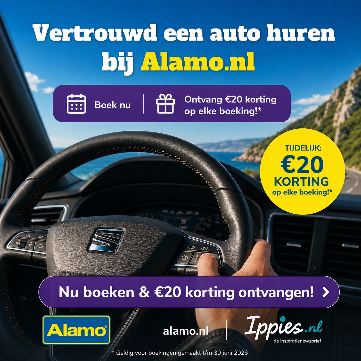 Nu €20 korting op je huurauto!