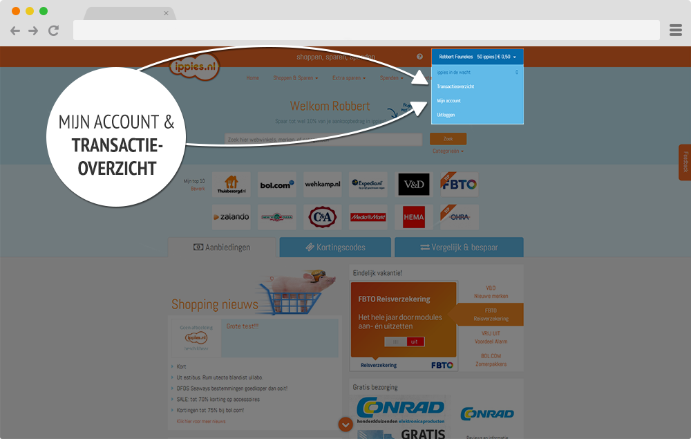 Mijn account en transactie-overzicht